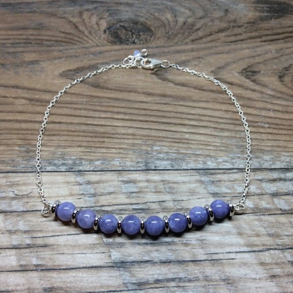 Angelite anklet, Sterling Silver, healing anklet, blue anklet - Picture 2 of 8